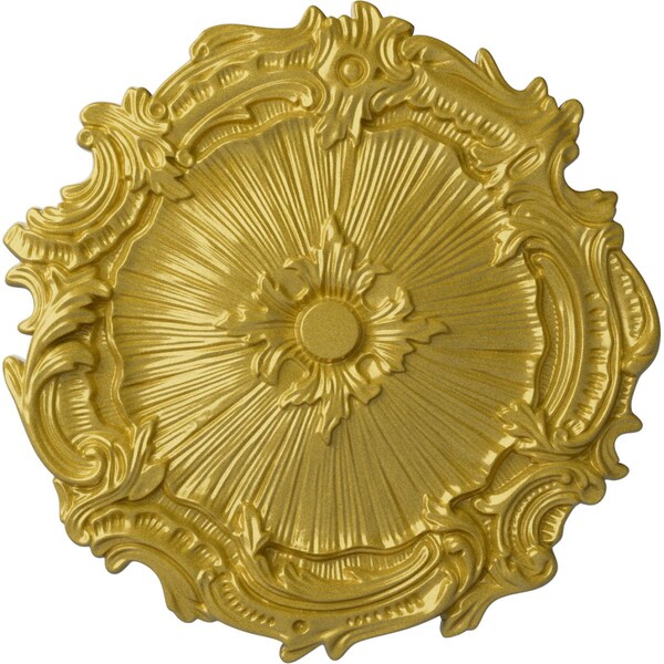 Ekena Millwork Plymouth Ceiling Medallion (Fits Canopies up to 1 5/8"), Hand-Painted Rich Gold, 16 3/4"OD x 1 3/8"P CM16PLRGS - main